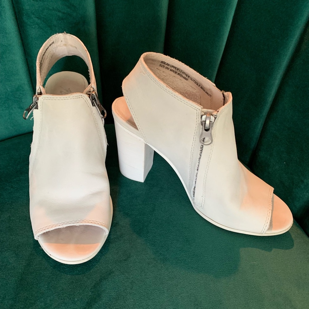 Matisse White Leather Open Toe Bootie